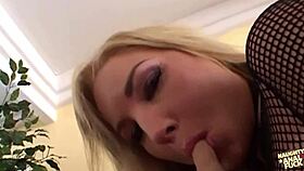Blonde exposes fat ass for bent over passionate anal swallow