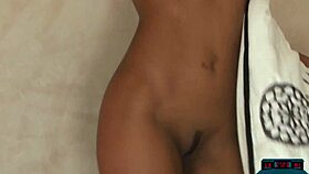 angel constance teases massive natural boobs in solo strip