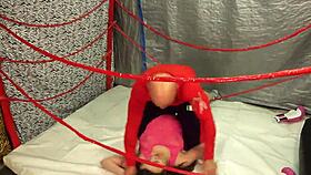 Hey juggy babe wrestles guy for cash or hard fuck