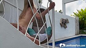 tan lines tease as beauty takes hard cock