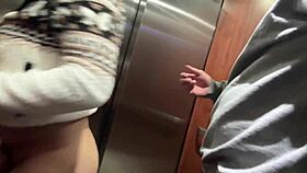 hey fuck this cute wife harder in the hotel elevator to get caught