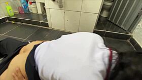 pervy guy catches petite babe washing panties and slams cock deep till cum covered 😈💦