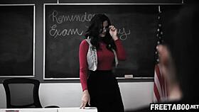 milf teacher watches ricky spanish anal pound cheerleader on classroom desk