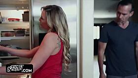 Teen sneaks away to fuck older man while watching steamy movie