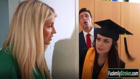 stepdad catches petite beauty bent over, pounds her hard before wife interrupts