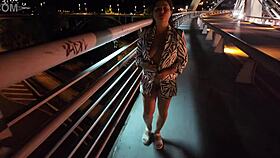 Milf Bra-less Panties-off Teasing On Bridge?