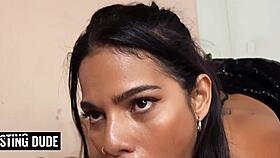 latina gags deep on cock before upside down facefuck