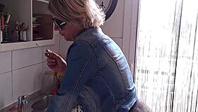 Real amateur couple bangs rough in kitchen full sextape video