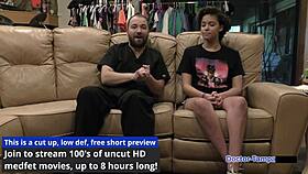 Dr Tampa spreads my neighbor Rebel Wyatt's shaved pussy wide in gyno exam!