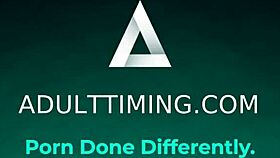 candle maker drips hot wax on ebony masseuse's ripped clothes during fingering and muff diving massage