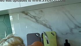 BIG TIT BLONDE MILF RIDES DICK DOGGYSTYLE IN KITCHEN BY LOVER