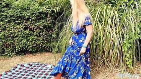 Lucy Gresty Teases Massive Natural Tits in Lush Garden Display