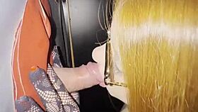 she deepthroats gloryhole cock in swing house till cum explodes