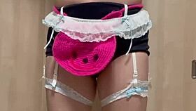 Japanese Maid Teases Anal Plug and Nipples Bashfully