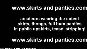 Cute Petite Babe Flashing Panties Under Skirt Outdoors Upskirt Small Tits