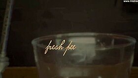 domme april serves fresh warm pee from her pierced pussy outdoors