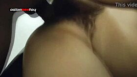 Petite amateur Asian fucked doggystyle cums on hairy pussy