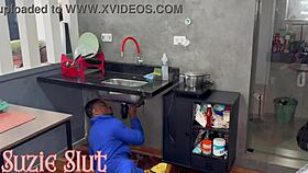 Plumber Pounds Brazilian Milf's Ass in Explosive Anal Quickie!