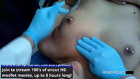 Dr Tampa spreads my neighbor Rebel Wyatt's shaved pussy wide in gyno exam!