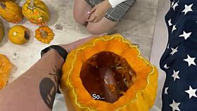 Blonde girlfriend, pumpkin or her wet pussy—which do you pick?