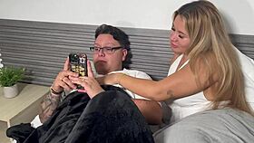 damn, this horny colombian milf deepthroats monster cock beside her man