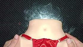 i fuck candy's tight ass while she wears sexy red thong pompon