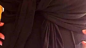 my wife turns sluttier showing massive tits in lace bra and mesh top