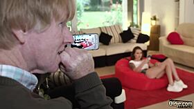 Super Hot Babe Sucks Old Man's Cock And Rides Hardcore!