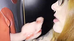 she deepthroats gloryhole cock in swing house till cum explodes