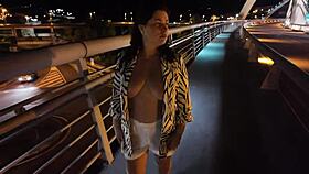 Milf Bra-less Panties-off Teasing On Bridge?