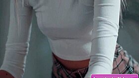 Two sexy blondes, Lena Paul and Sinn Sage, massage boobs then dive into pussy licking