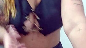 flashing my tits while fingering at the table corner