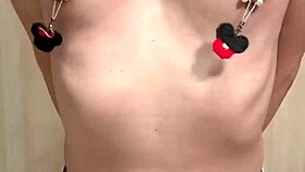 Japanese Maid Teases Anal Plug and Nipples Bashfully