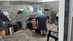 Stuck Brunette Kitchen Ass Pounding Raw!
