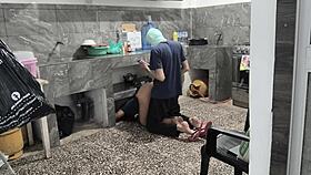 Stuck Brunette Kitchen Ass Pounding Raw!