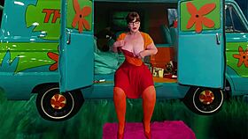 velma dinkley enjoys double penetration and creampie action