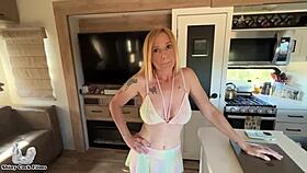 Student Turns Tables on Teacher Jane Cane with Shiny Cock Filming