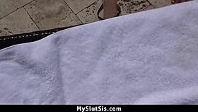 Neighbor girl lets him slide deep into her welcoming tight pussy