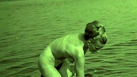Vintage Naturists Expose Hairy Pussies On Retro Beach