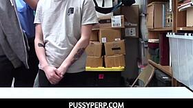 horny mall cop rachael cavalli forces thief to lick her pussy