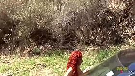 hey, check this tattooed redhead shannon kelly riding monster cock on red sofa