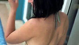 Hey stranger check this juicy milf teasing her big tits by the pool before hard pussy pounding cum facial