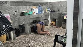 Stuck Brunette Kitchen Ass Pounding Raw!