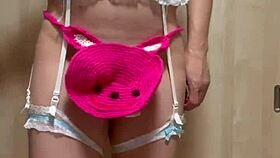 Japanese Maid Teases Anal Plug and Nipples Bashfully