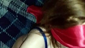 Girlfriend blindfolded, doesn't know she's sucking old cock on film!