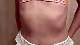 Japanese Maid Teases Anal Plug and Nipples Bashfully