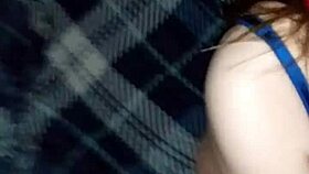 Girlfriend blindfolded, doesn't know she's sucking old cock on film!