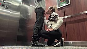 hey fuck this cute wife harder in the hotel elevator to get caught