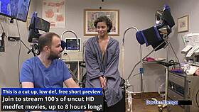 Dr Tampa spreads my neighbor Rebel Wyatt's shaved pussy wide in gyno exam!