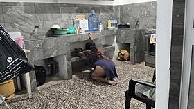 Stuck Brunette Kitchen Ass Pounding Raw!